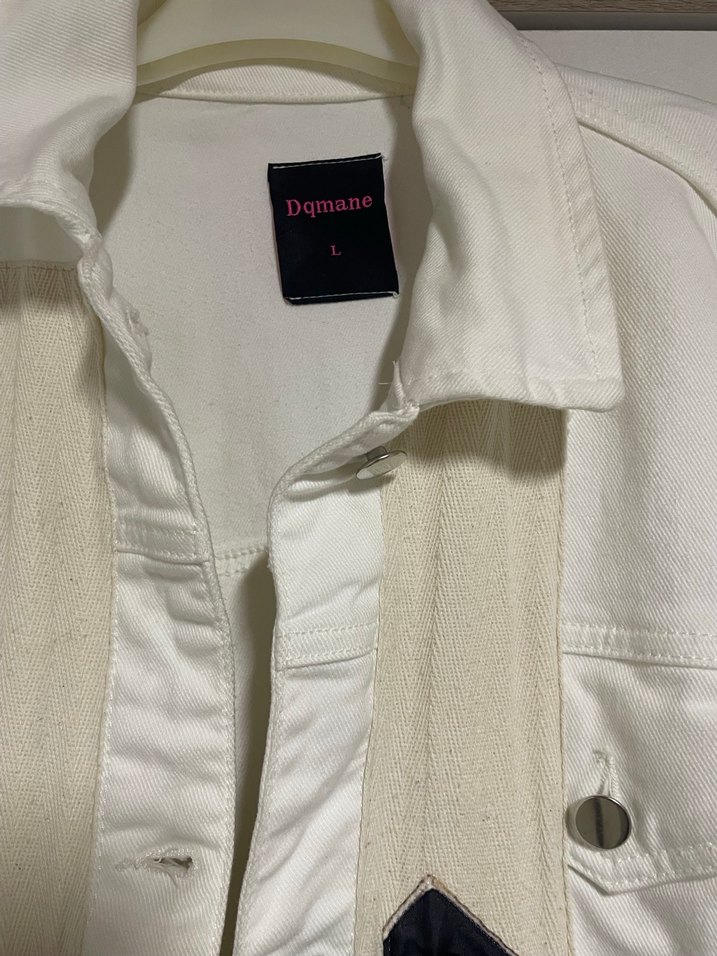 Beyaz Nakışlı Bohem Kadın İthal Kot Ceket - Görsel 3