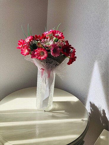 Yapay çiçek buketi ve vazo birlikte toplu satış
