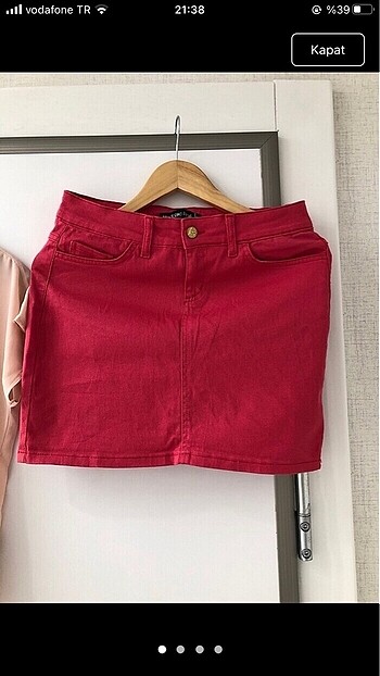 Pembe kot tarz etek