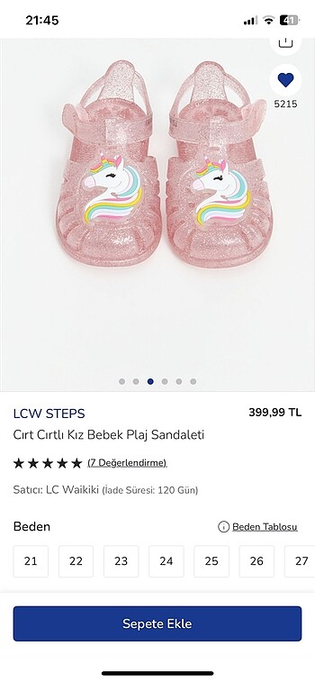 LC Waikiki 25 numara iki adet ayakkabı biri sadece tatilde bir hafta giyild