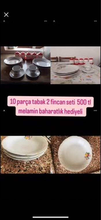 10 parça tabak 2 li fincan takımı melamin baharatlık hediyeli