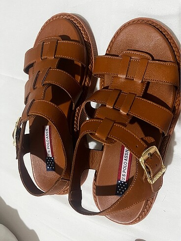 37 Beden kahverengi Renk Us polo Assn Deri bayan sandalet 37 no