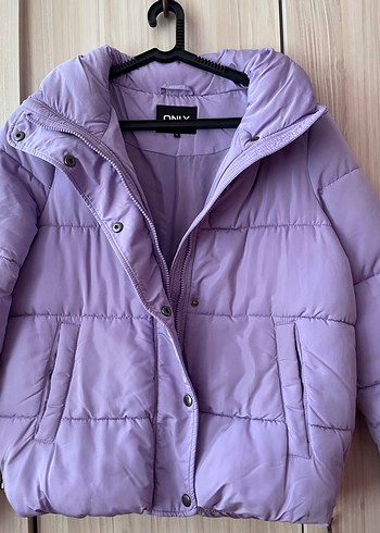 Düğmeli Mor Kadın Kış Montu - Görsel 3