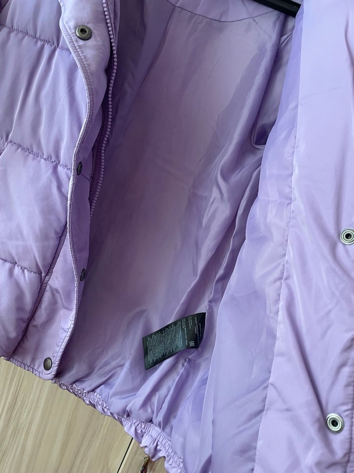 Düğmeli Mor Kadın Kış Montu - Görsel 5