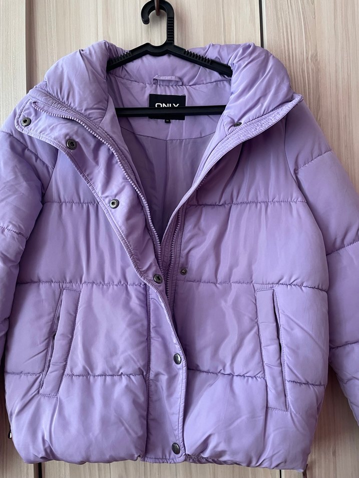 Düğmeli Mor Kadın Kış Montu - Görsel 3