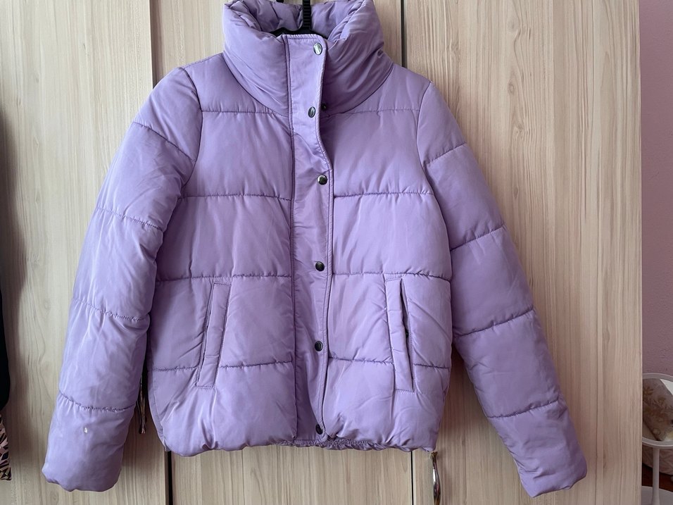 Düğmeli Mor Kadın Kış Montu - Görsel 2