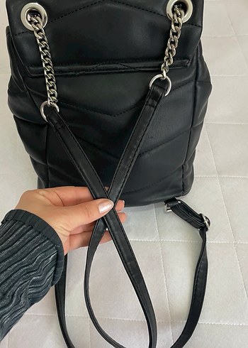 Zincir Detaylı Siyah Deri Kadın Çanta - Görsel 3