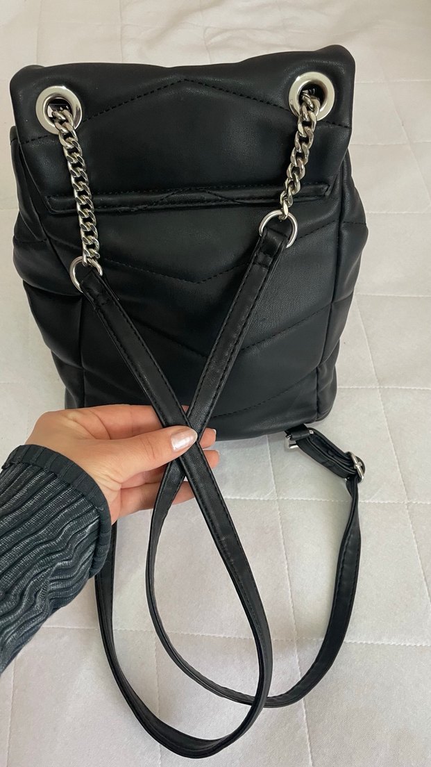 Zincir Detaylı Siyah Deri Kadın Çanta - Görsel 3