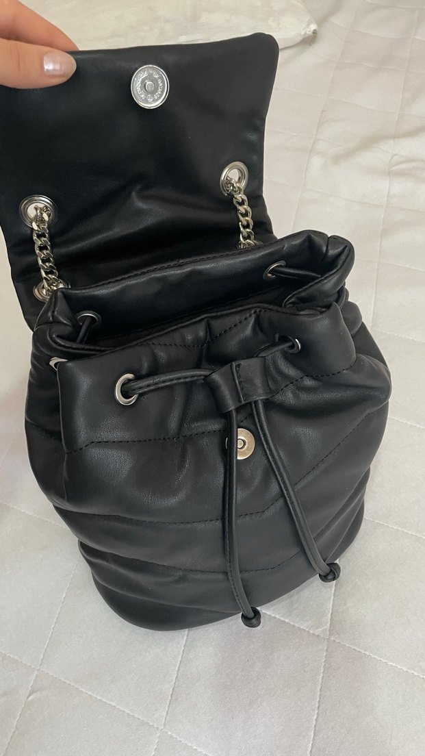 Zincir Detaylı Siyah Deri Kadın Çanta - Görsel 4