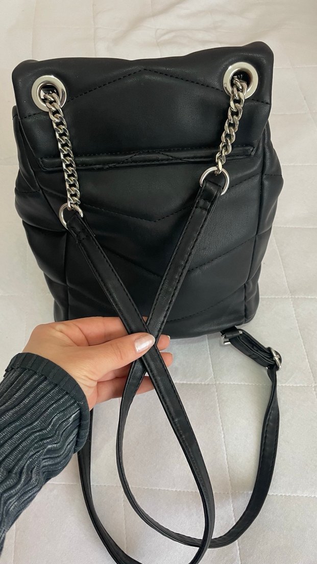 Zincir Detaylı Siyah Deri Kadın Çanta - Görsel 2