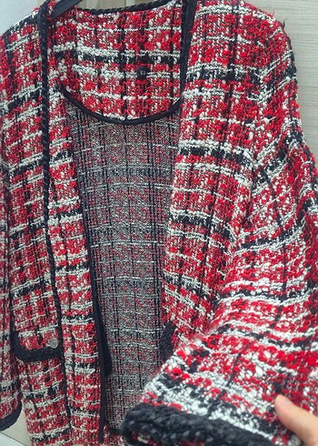 Kadın Renkli Örgü Uzun Ceket - Görsel 2