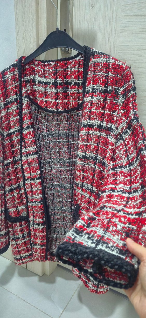 Kadın Renkli Örgü Uzun Ceket - Görsel 2