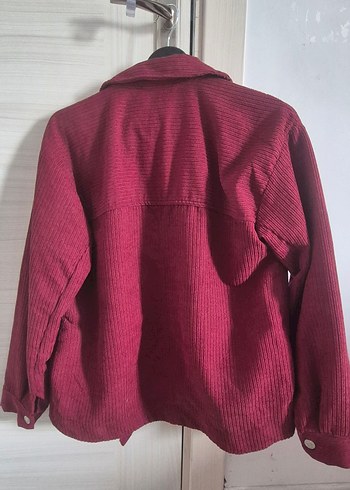 Bordo Düğmeli Kadın Kadife Gömlek - Görsel 4