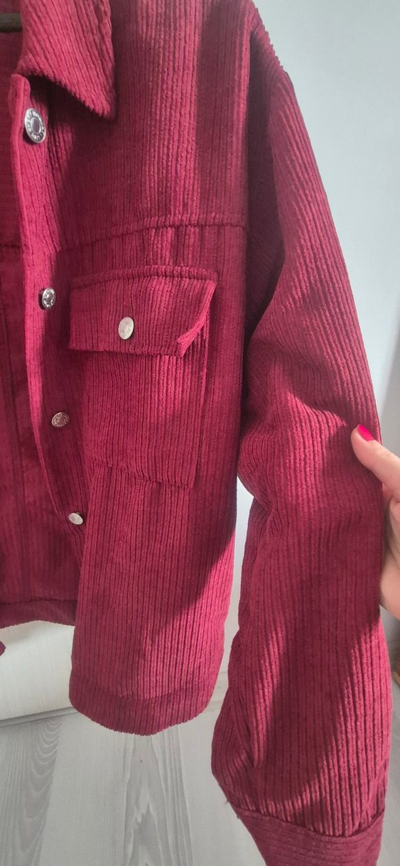 Bordo Düğmeli Kadın Kadife Gömlek - Görsel 2