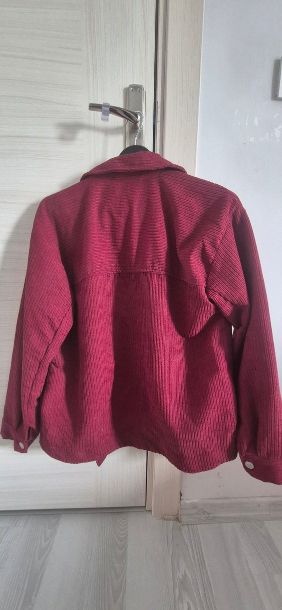 Bordo Düğmeli Kadın Kadife Gömlek - Görsel 4