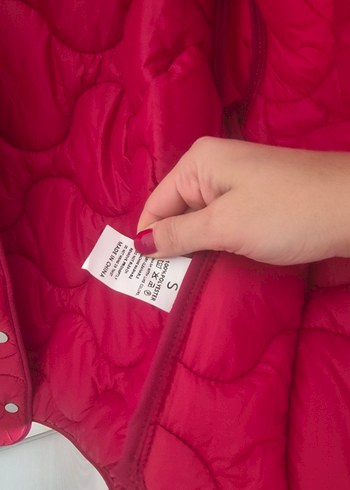 Düğmeli Kırmızı Kadın bomber Ceket - Görsel 3