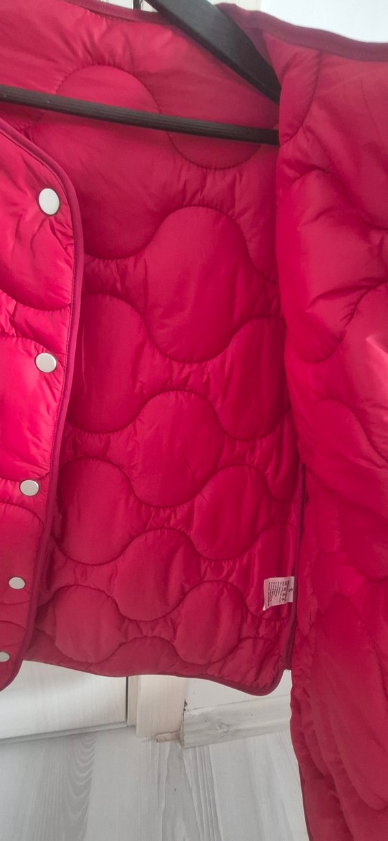 Düğmeli Kırmızı Kadın bomber Ceket - Görsel 4