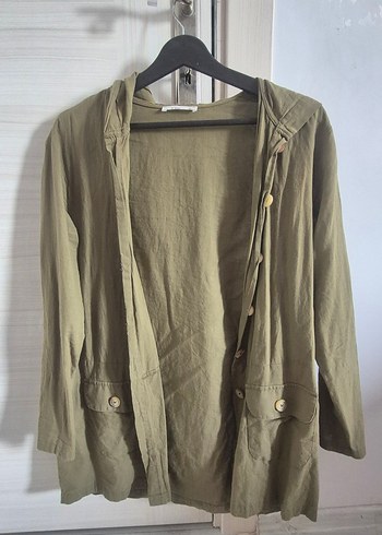 Düğmeli Haki Midi ince ceket - Görsel 2