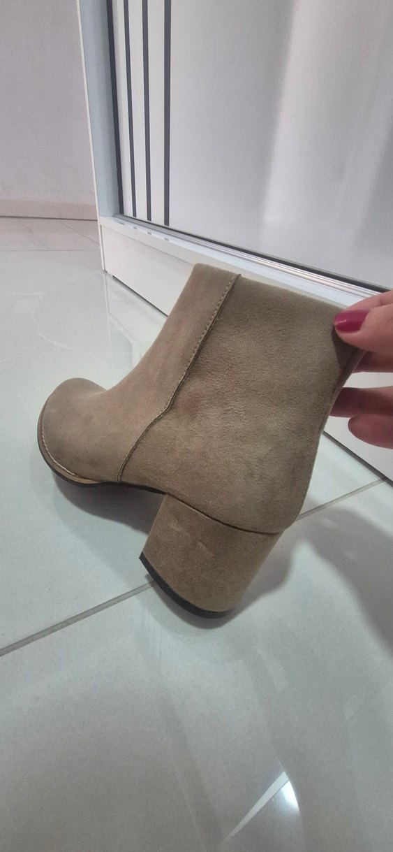 Bej Süet Kadın Topuklu Bot - Görsel 3