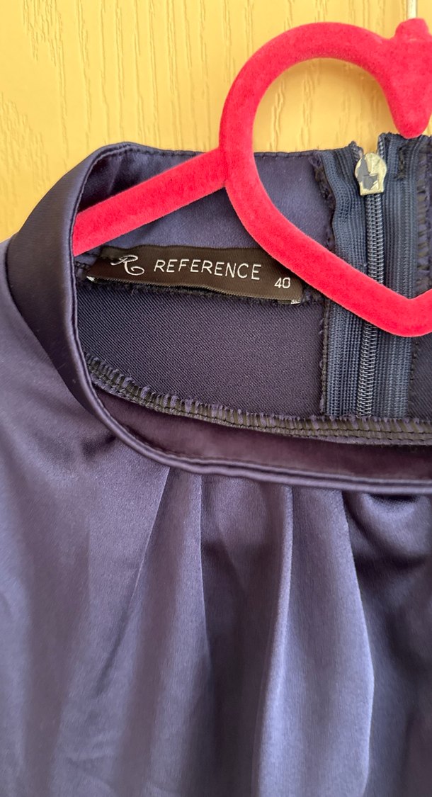 Lacivert Drapeli Uzun Kollu abiye - Görsel 2