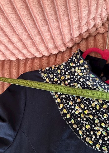 Nakışlı Yaka ve Manşet Detaylı Lacivert Uzun Abiye - Görsel 6