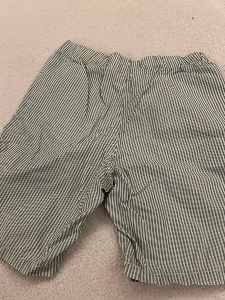 Erkek Yeşil Gri Çizgili Pamuklu Şort - Görsel 2