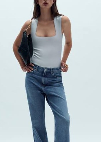 Zara orjinal Gri Parlak Midi Bodysuit - Görsel 9