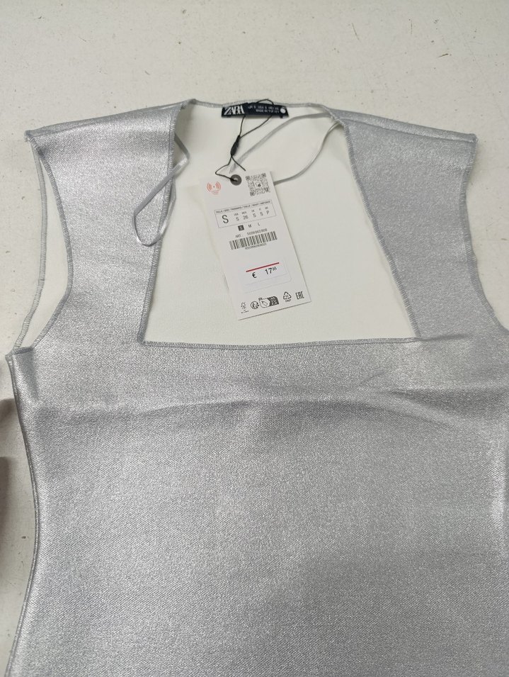 Zara orjinal Gri Parlak Midi Bodysuit - Görsel 2
