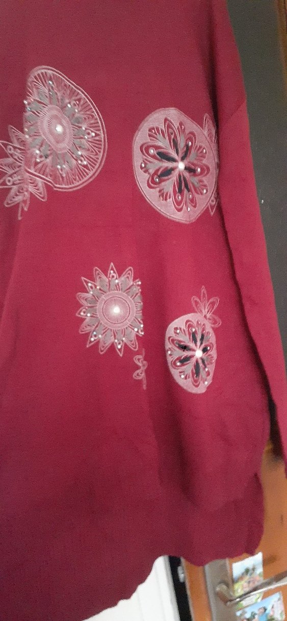 Bohem Bordo Nakışlı Uzun Hamile tunigi - Görsel 2