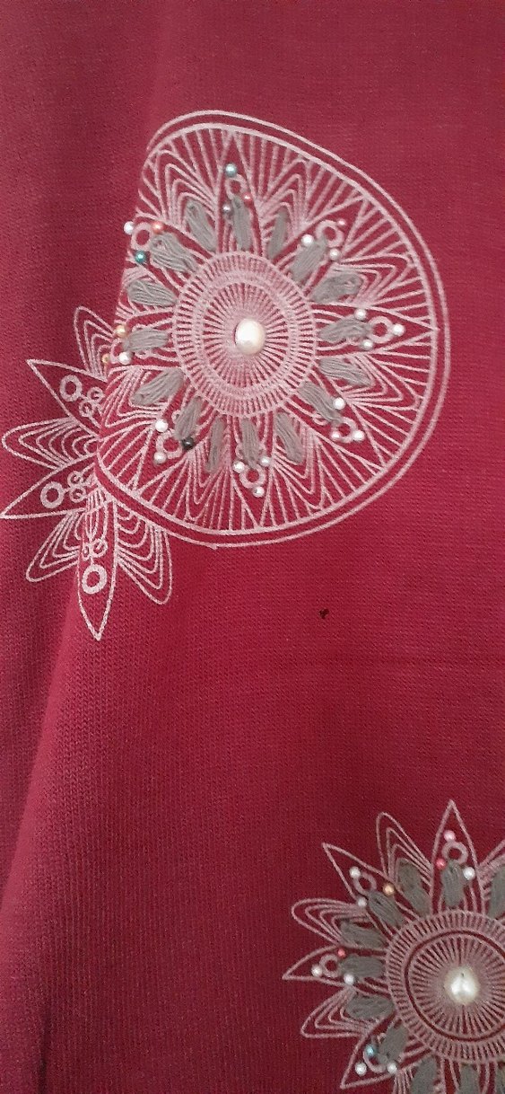 Bohem Bordo Nakışlı Uzun Hamile tunigi - Görsel 3