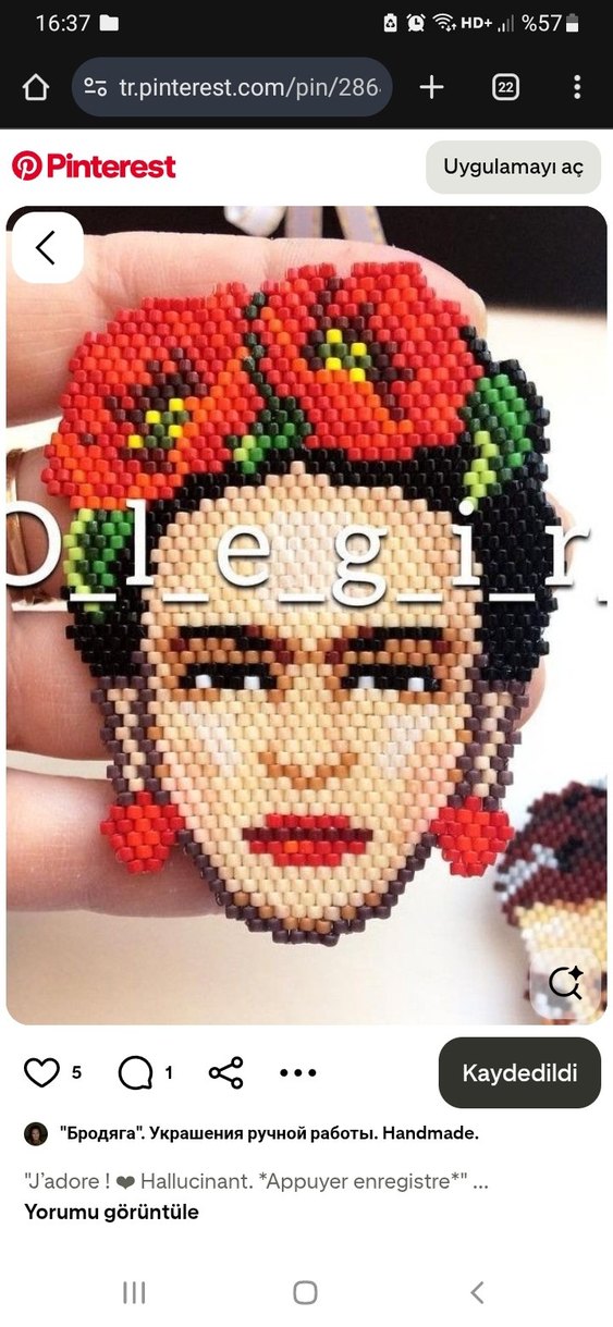 miyuki frida kahlo  Kadın Broş - Görsel 3