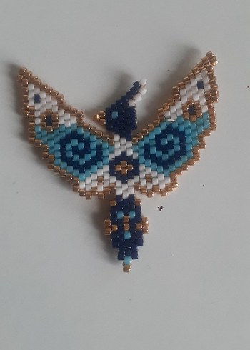 miyuki Boncuk İşlemeli Turkuaz Bohem Broş - Görsel 2