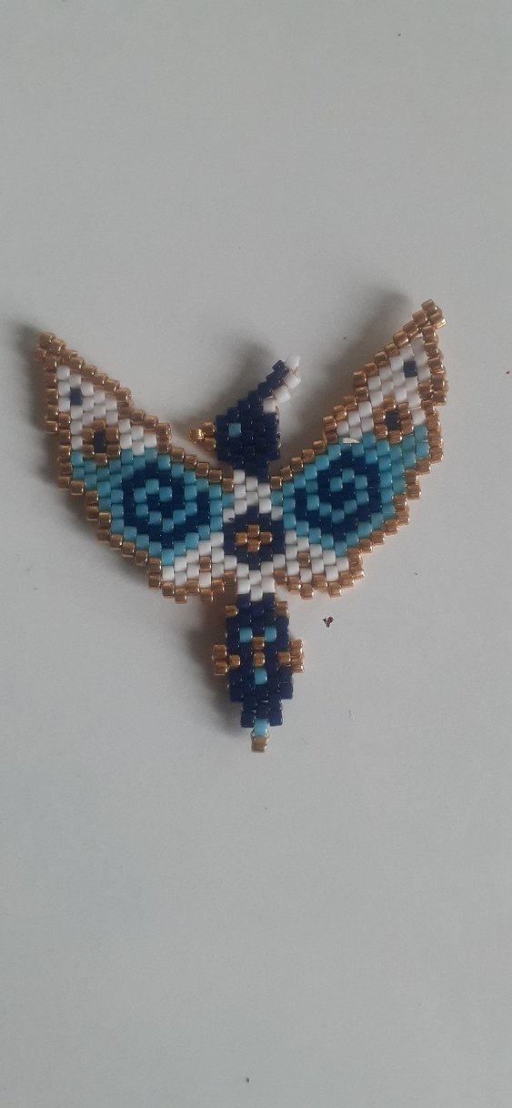 miyuki Boncuk İşlemeli Turkuaz Bohem Broş - Görsel 2