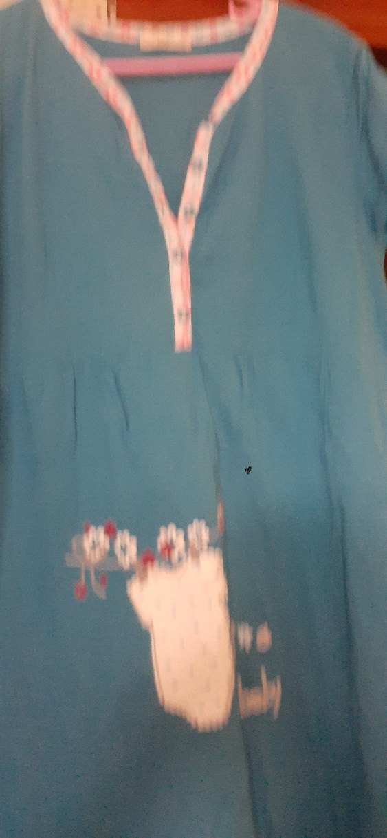 V Yaka Düğmeli Turkuaz Hamile gecelik - Görsel 3