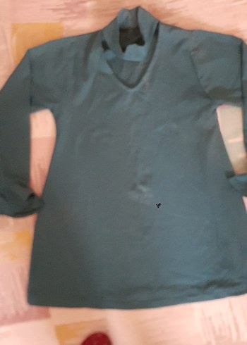 Bohem Tarzı V Yaka Mavi Hamile Tuniği - Görsel 2