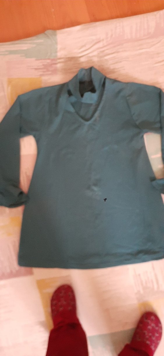 Bohem Tarzı V Yaka Mavi Hamile Tuniği - Görsel 2