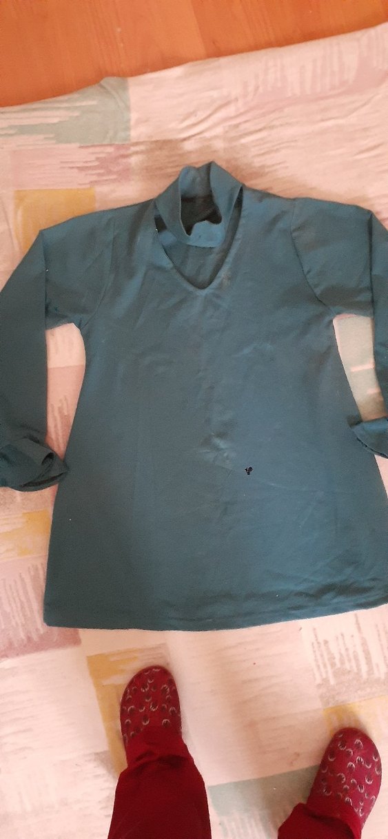 Bohem Tarzı V Yaka Mavi Hamile Tuniği - Görsel 3