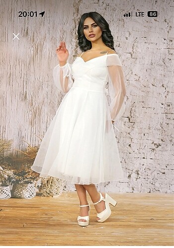 Beyaz Abiye Elbise - Görsel 3