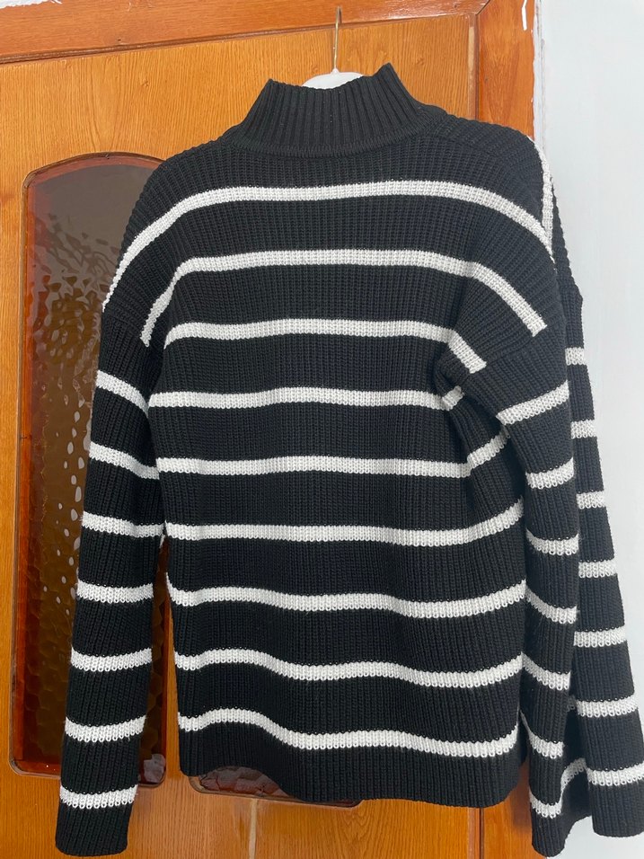 Çizgili Triko Kadın Kazak - Görsel 2