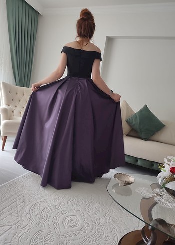 Uzun Mor Straplez Abiye Elbise - Görsel 3