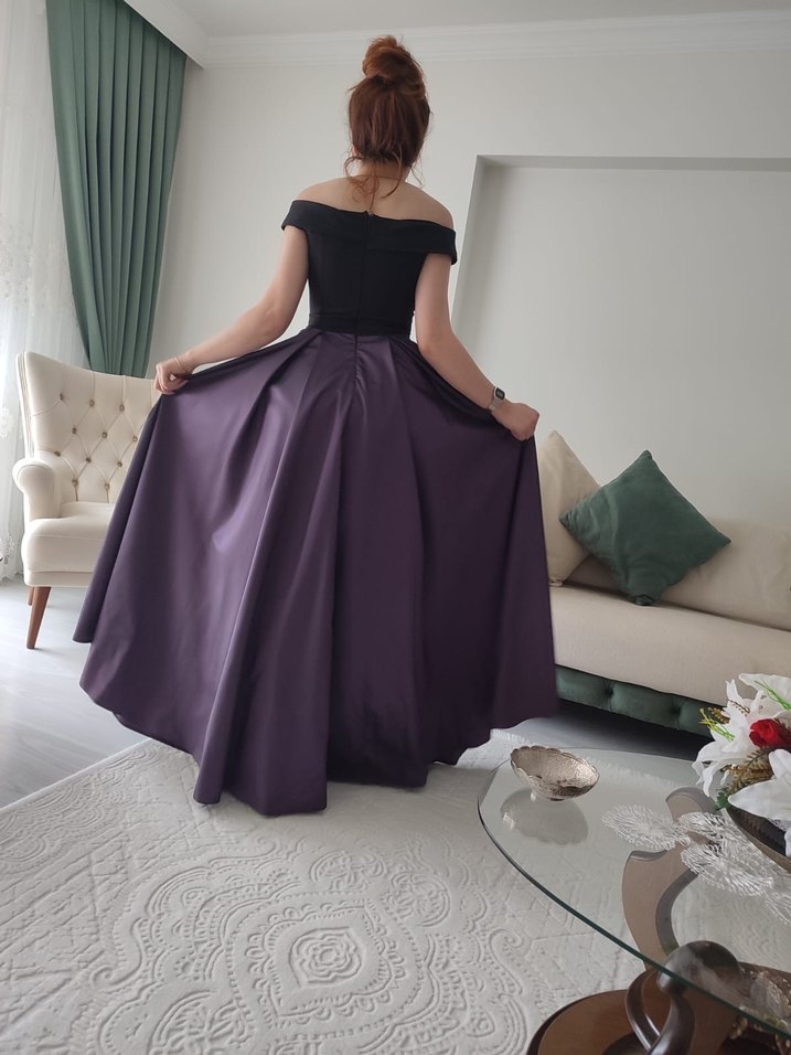 Uzun Mor Straplez Abiye Elbise - Görsel 3