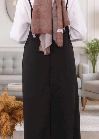 Siyah Salaş Uzun Elbise Yüksek Yakalı - Görsel 2