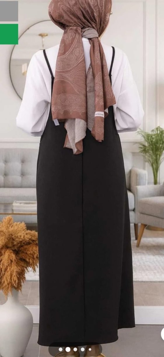 Siyah Salaş Uzun Elbise Yüksek Yakalı - Görsel 2