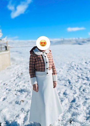 Düğmeli Beyaz Midi Kadın Kış Ceketi - Görsel 2