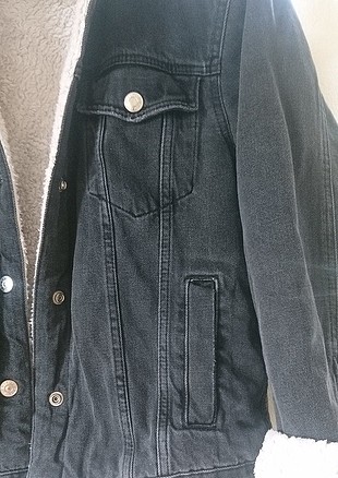 Topshop antrasit içi kürklü kot ceket