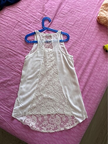 Beyaz arkası dantelli bluz - Görsel 5