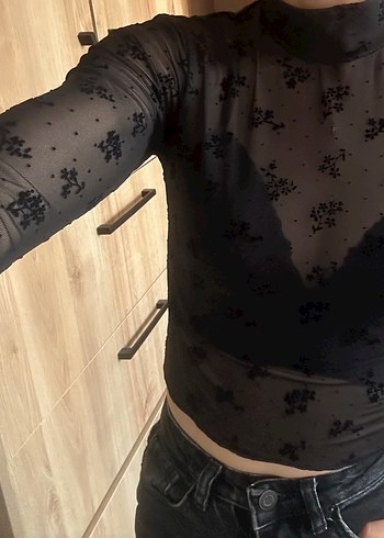 Siyah dantel üst crop - Görsel 10