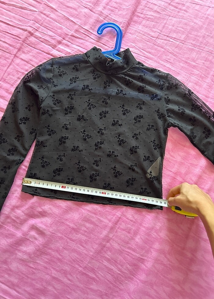 Siyah dantel üst crop - Görsel 4