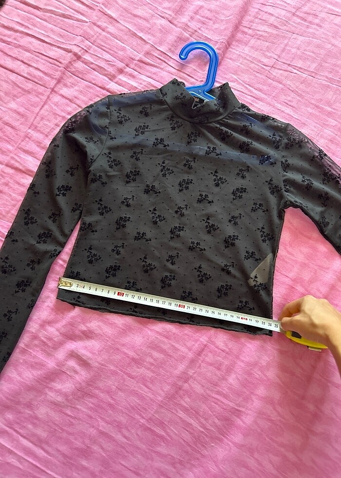 Siyah dantel üst crop - Görsel 5