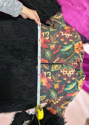 Bohem Desenli Uzun Siyah Kürk Detaylı Kadın Mont - Görsel 5